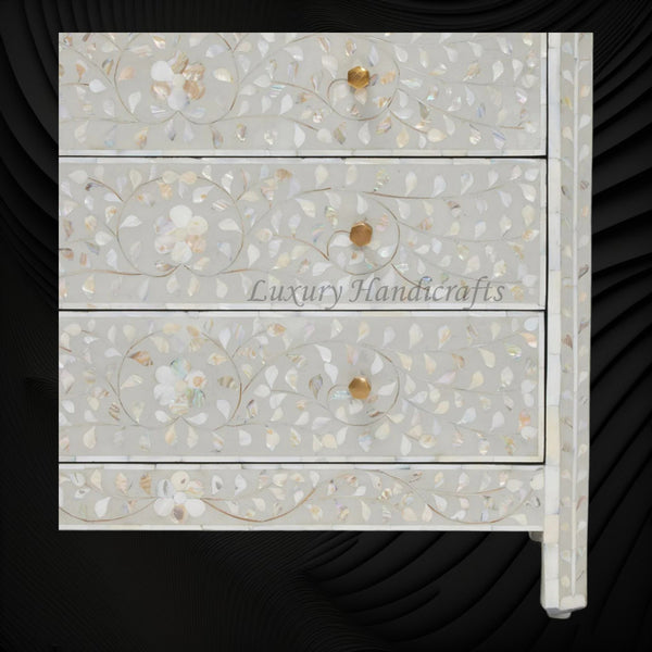 MOP Inlay Edge Floral Dresser Grey
