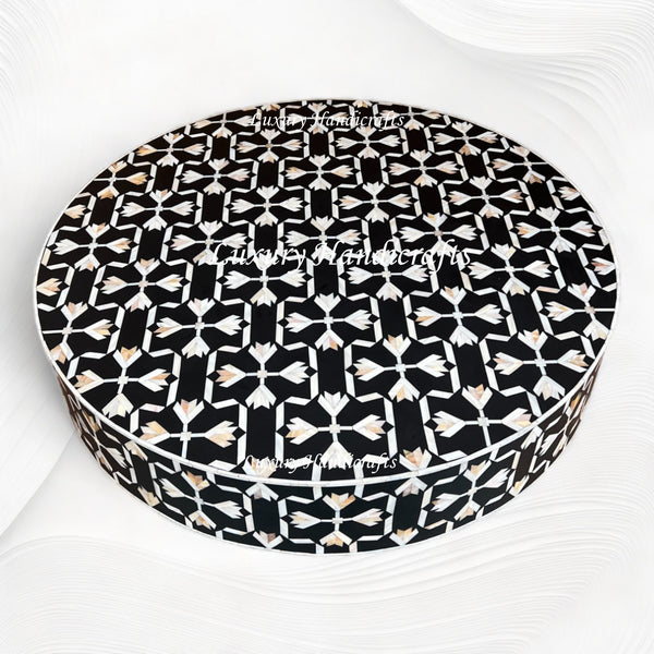 MOP Inlay Lotus Coffee Table Black