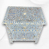 MOP Inlay Bedside Floral 1 Drawer 1 Door Pale Blue 1