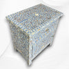MOP Inlay Bedside Floral 1 Drawer 1 Door Pale Blue 4
