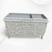 MOP Inlay Curved 6 Drawer Floral Dresser Grey with topper 2