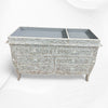 MOP Inlay Curved 6 Drawer Floral Dresser Grey with topper 2