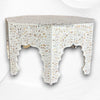 MOP Inlay Floral Octagonal Coffee Table White 2