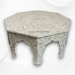 MOP Inlay Floral Octagonal Coffee Table Beige 4