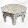 MOP Inlay Floral Octagonal Coffee Table Beige 4