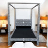 Bone Inlay Himmelbett für Einzelbett, Schwarz