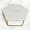 MOP Inlay Hexagonal Stripe Center Table White Gold 2