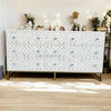 Commode marocaine à 9 tiroirs avec incrustation MOP, blanc