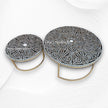 MOP Inlay Nesting Table Set Floral Black 3