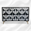 MOP Inlay Swan Cabinet 4 Door Black