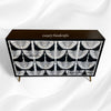 MOP Inlay Swan Cabinet 4 Door Black 1