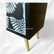 Bone Inlay Swan Cabinet 4 Door Black