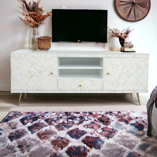 Bone Inlay Media Console | Bone Inlay TV Unit – Luxury Handicraft