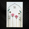 Malachite Quartz Brass Swastik Inlaid White Marble Temple Panel