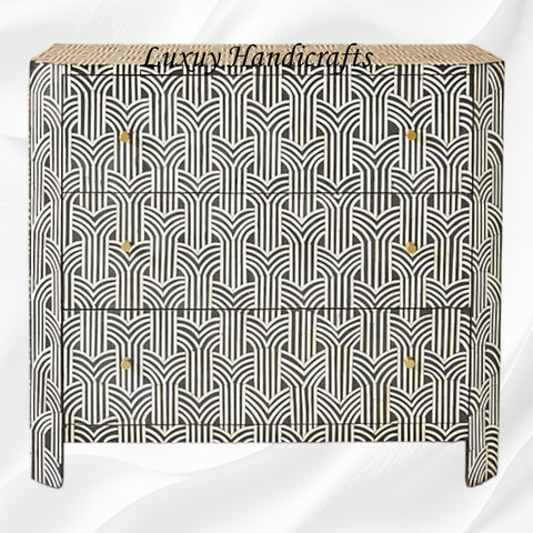 Black Midtown Bone Inlay Three Drawer Dresser