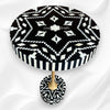 Modern ikat bone inlay end table in black for stylish home decor