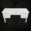 Mother of Pearl Inlay Curved 5 Drawer Floral Desk White 2