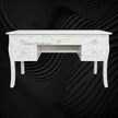 Mother of Pearl Inlay Curved 5 Drawer Floral Desk White 6