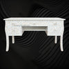 Mother of Pearl Inlay Curved 5 Drawer Floral Desk White 6