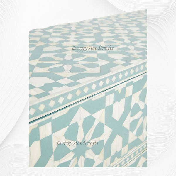 Bone Inlay Moroccan Design 6 Drawers Green