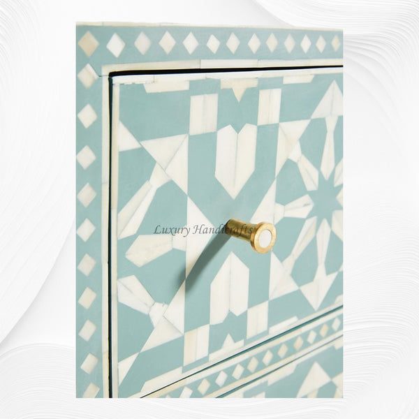 Bone Inlay Moroccan Design 6 Drawers Green