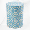 Moroccan Bone Inlay Round Side Table Aqua 3