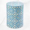 Moroccan Bone Inlay Round Side Table Aqua 3