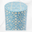 Moroccan Bone Inlay Round Side Table Aqua 1
