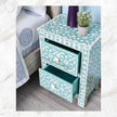 Moroccan Bone Inlay 2 Drawer Nightstand Green 4