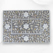 Mother Of Pearl Inlay Floral 2 Drawer Bedside Dark Grey