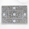 Mother Of Pearl Inlay Floral 2 Drawer Bedside Dark Grey