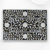 Mother Of Pearl Inlay Floral 2 Drawer Bedside Black
