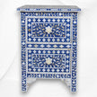 Mother Of Pearl Inlay Floral 2 Drawer Bedside Blue