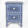 Mother Of Pearl Inlay Floral 2 Drawer Bedside Blue