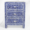 Mother Of Pearl Inlay Floral 3 Drawer Bedside Blue