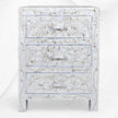 Mother Of Pearl Inlay Floral 3 Drawer Bedside Ivory
