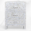 Mother Of Pearl Inlay Floral 3 Drawer Bedside Ivory