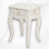 Mother of Pearl Inlay Curved Leg Table White 2