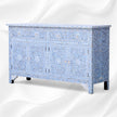 Mother Of Pearl Inlay Floral Sideboard Light Blue