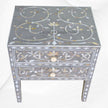 Mother Of Pearl Inlay Bedside 2 Drawer Lotus Design Grey 2