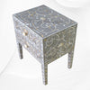 Mother Of Pearl Inlay Bedside 2 Drawer Lotus Design Grey 3