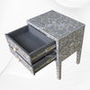 Mother Of Pearl Inlay Bedside 2 Drawer Lotus Design Grey 4