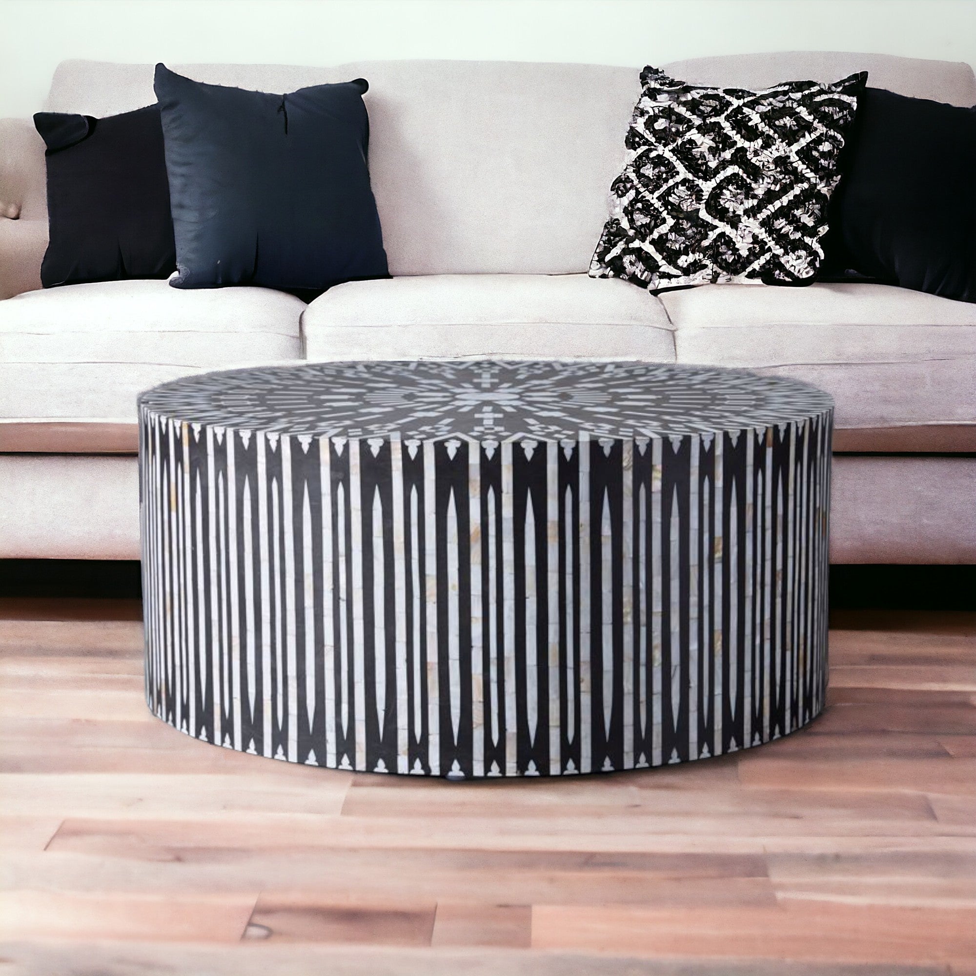 Mother of Pearl Inlay Kalmin Coffee Table Black – luxuryhandicrafts