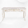 Mother Of Pearl Inlay Long Curved Leg Desk White 6