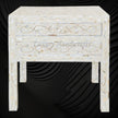 MOP Inlay Floral 2 Drawer Bedside Long Leg Ivory 1
