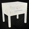 MOP Inlay Floral 2 Drawer Bedside Long Leg Ivory 2