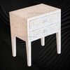 MOP Inlay Floral 2 Drawer Bedside Long Leg White 2