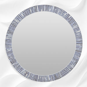 Nala Bone Inlay Striped Round Mirror Blue 1