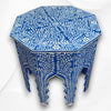 Naomi Bone Inlay Octagonal Large Side Table Blue 1