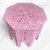 Naomi Bone Inlay Octagonal Large Side Table Pink 1